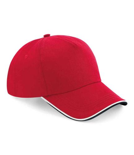 Beechfield Authentic Piped 5 Panel Cap - R-B-W - ONE